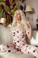 Coconut Baskılı Kısa Kollu Kadın Pijama Takımı - Thumbnail