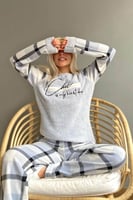 Deep Chic Desenli Kadın Peluş Pijama Takımı - Thumbnail