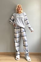 Deep Chic Desenli Kadın Peluş Pijama Takımı - Thumbnail