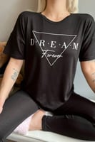 Dream Forever Baskılı Örme Kısa Kollu Taytlı Pijama Takımı - Thumbnail