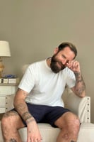 Ekru Üst Lacivert Alt Erkek Şortlu Pijama Takımı - Thumbnail