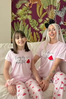 Fresh Start Baskılı Kısa Kollu Anne Kız Kombin Pijama Takımı - Thumbnail