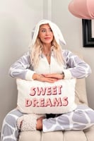 Gri Dalmaçyalı Desenli Polar Peluş Tulum Kadın Pijama - Thumbnail
