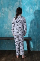 Gri Life Panda Desenli Kız Çocuk Peluş Pijama Takımı - Thumbnail
