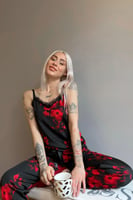 Gül Yaprağı Dantelli İp Askılı Örme Kadın Pijama Takımı - Thumbnail