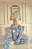 Indigo Hello Winter Desenli Kadın Peluş Pijama Takımı - Thumbnail