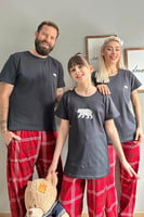 Lacivert Bear Kısa Kol Anne Kız Aile Pijaması - Çocuk Takımı - Thumbnail