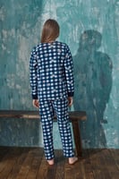 Lacivert Home Desenli Kız Çocuk Peluş Pijama Takım - Thumbnail