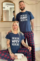 Lacivert Hubby Kısa Kol Sevgili Aile Pijaması - Erkek Takımı - Thumbnail