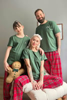 Yeşil Jr. Kısa Kol Anne Kız Aile Pijaması - Çocuk Takımı - Thumbnail