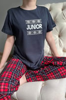 Lacivert Junior Kısa Kol Anne Kız Aile Pijaması - Çocuk Takımı - Thumbnail