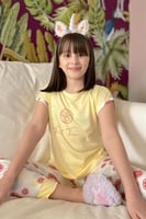 Limon Baskılı Kısa Kollu Kız Çocuk Pijama Takımı - Thumbnail
