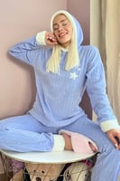 Mavi Everyday Magic Desenli Peluş Polar Pijama Takımı - Thumbnail