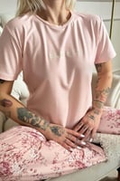 Mercan Sun Desenli Kısa Kollu Örme Kadın Pijama Takımı - Thumbnail