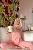 Mini Heart Baskılı Kısa Kollu Kadın Pijama Takımı - Thumbnail