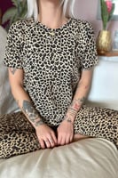 Pars Baskılı Kısa Kollu Kadın Pijama Takımı - Thumbnail