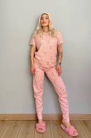 Pink Blume Baskılı Kısa Kollu Kadın Pijama Takımı - Thumbnail