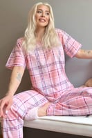 Pink Frame Baskılı Kısa Kollu Kadın Pijama Takımı - Thumbnail