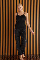 Siyah Solare Exclusive Kadife Sabahlıklı Kadın Pijama Takımı  - Thumbnail