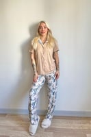 Somon Florado Exclusive Önden Düğmeli Kısa Kollu Kadın Pijama Takımı - Thumbnail