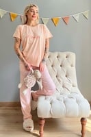 Somon Set Yourself Baskılı Kısa Kollu Kadın Pijama Takımı - Thumbnail