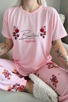 Somon Weekend Baskılı Örme Kısa Kollu Kadın Pijama Takımı - Thumbnail