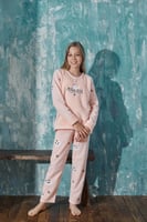 Somon Wild But Desenli Kız Çocuk Peluş Pijama Takımı - Thumbnail