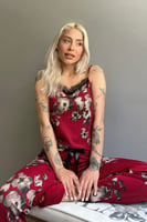 Soyut Dantelli İp Askılı Örme Kadın Pijama Takımı - Thumbnail