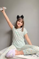 Summer Loading Baskılı Kısa Kollu Kız Çocuk Pijama Takımı - Thumbnail