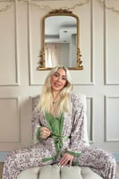 Yeşil Flore Exclusive Örme Sabahlıklı Kadın Pijama Takımı - Thumbnail