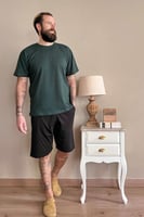 Yeşil Üst Siyah Alt Erkek Şortlu Pijama Takımı - Thumbnail