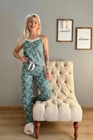 Yeşil Zeytin Dalı Desenli Sabahlıklı Pegasus Pijama Takımı - Thumbnail