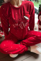 Yılbaşı Desenli Peluş Polar Pijama Takımı - Thumbnail