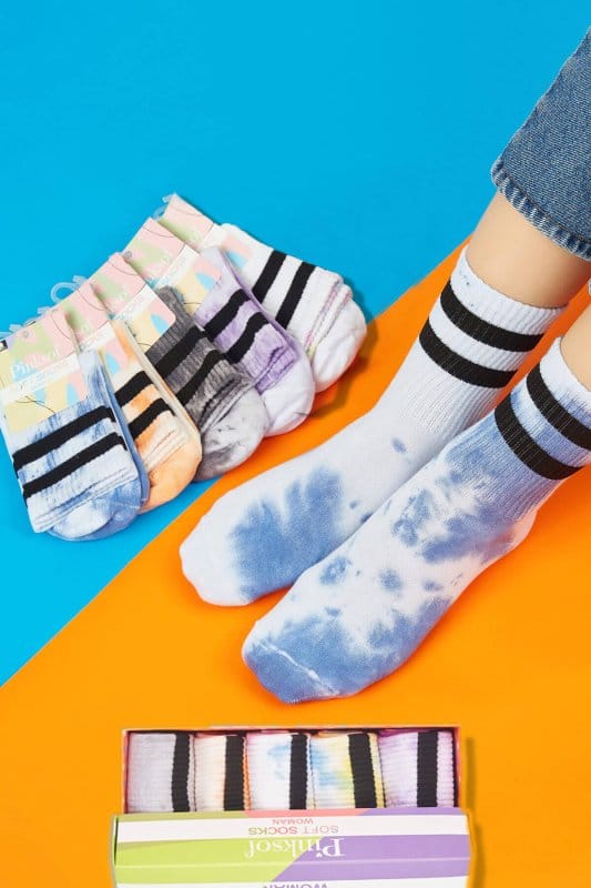 Kutulu 5 Çift - Batik Desenli - Kadın Soket Çorap - Kokulu Kaliteli