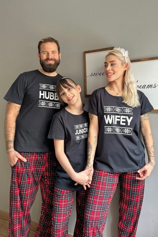 Lacivert Hubby Şortlu Sevgili Aile Pijaması - Erkek Takımı