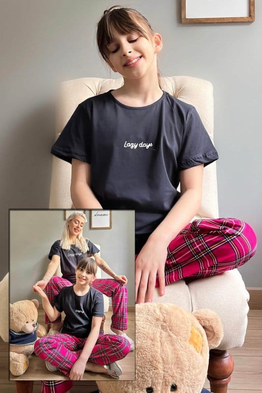 Lazy Days Kısa Kol Anne Kız Aile Pijaması - Çocuk Takımı