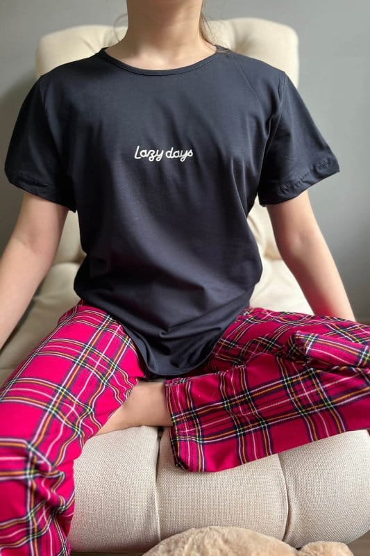 Lazy Days Kısa Kol Anne Kız Aile Pijaması - Çocuk Takımı
