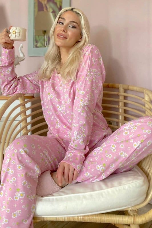 Margherita Baskılı Uzun Kol Kadın Pijama Takımı