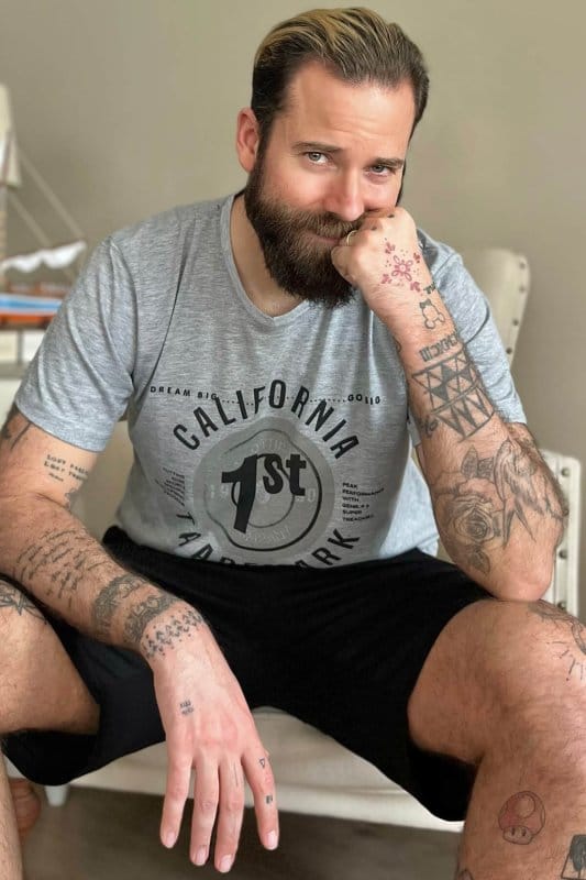 Siyah California Baskılı Şortlu Kısa Kollu Erkek Pijama Takımı