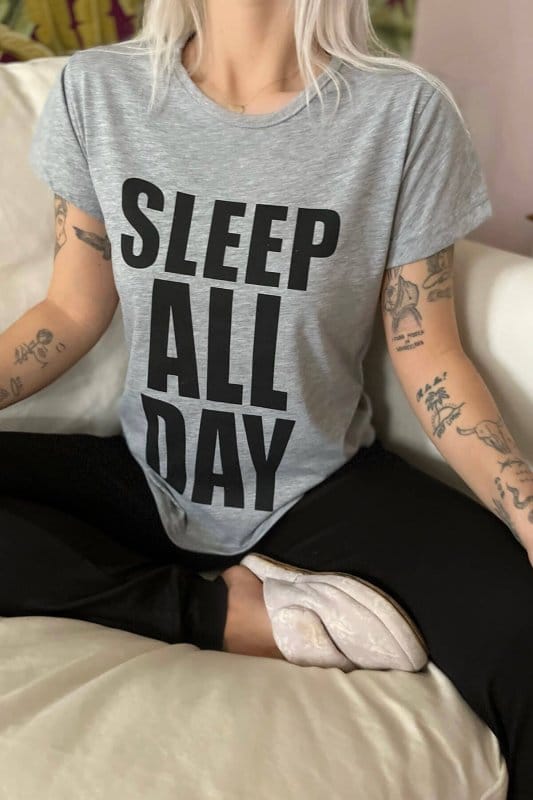 Sleep All Day Baskılı Örme Kısa Kollu Pijama Takımı