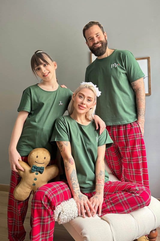 Yeşil Mr Şortlu Sevgili Aile Pijaması - Erkek Takımı