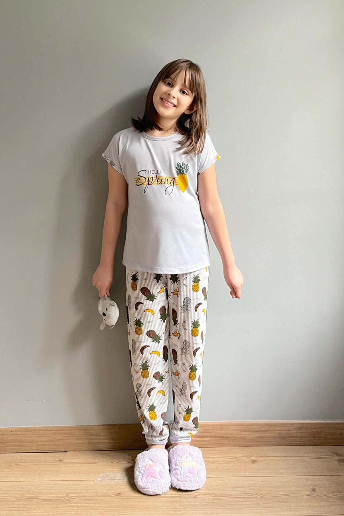 Ananas Baskılı Kısa Kollu Kız Çocuk Pijama Takımı - 4