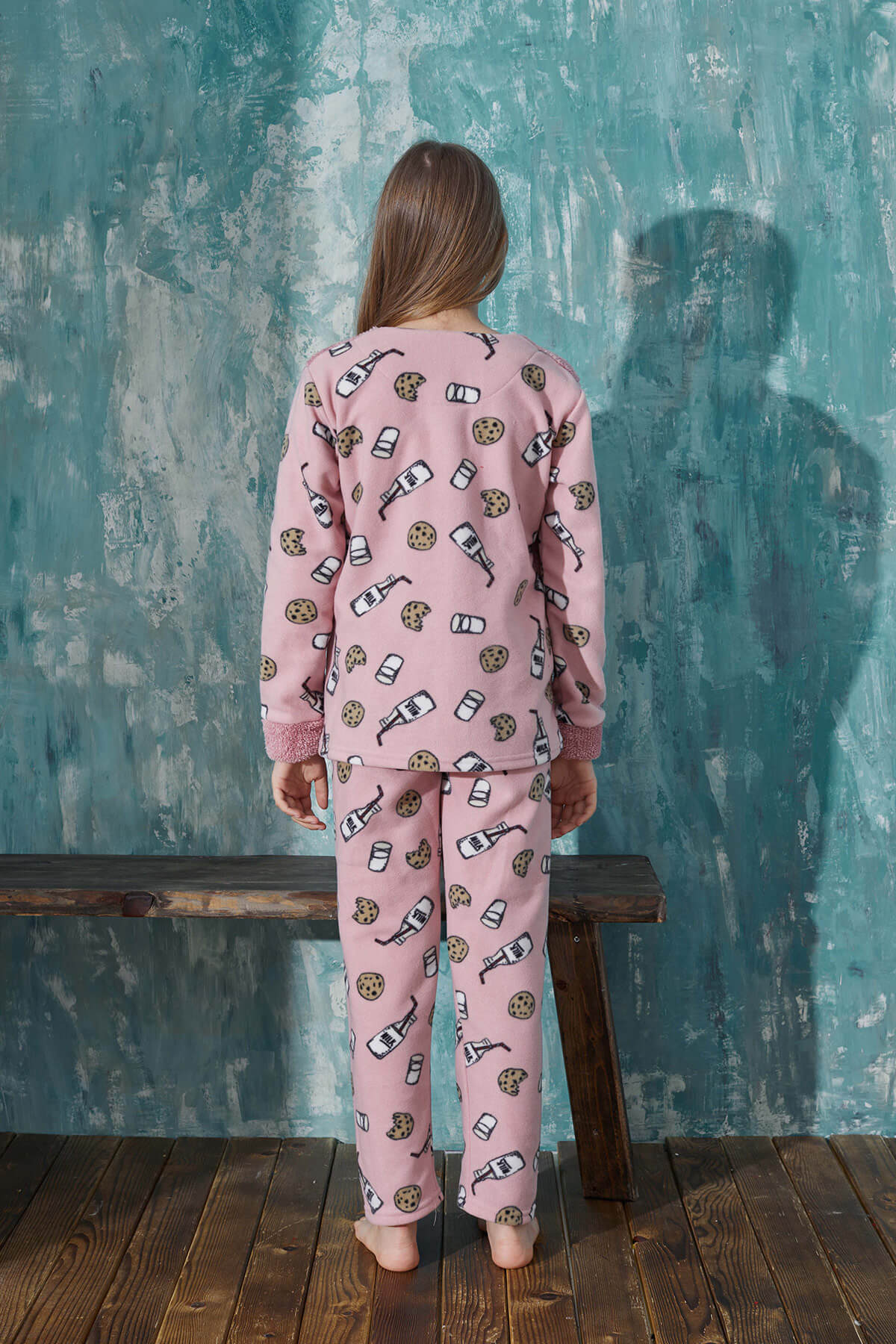 Pembe Milk Desenli Kız Çocuk Peluş Pijama Takımı - 6