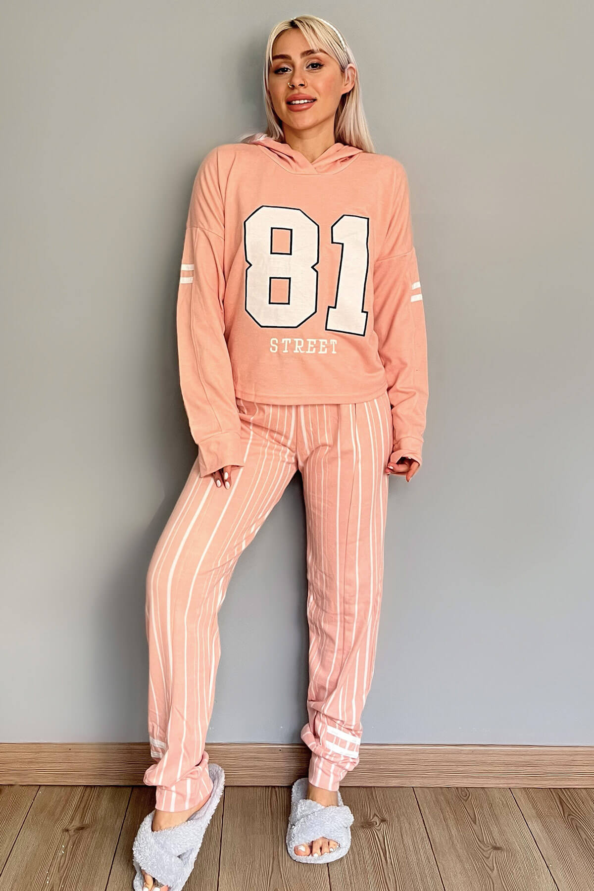 Somon 81 Street Desenli Yumoş Örme Pijama Takımı - 5