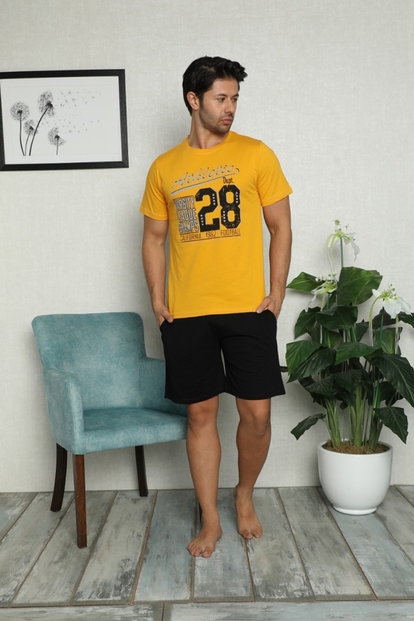 Champs Baskılı Şortlu Kısa Kollu Erkek Pijama Takımı - 1