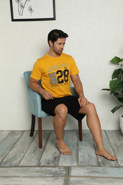 Champs Baskılı Şortlu Kısa Kollu Erkek Pijama Takımı - 2