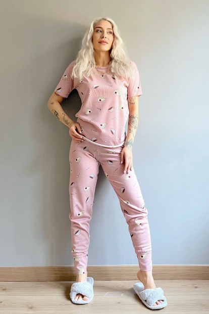 Cheesecake Kahve Baskılı Kısa Kollu Kadın Pijama Takımı - 5