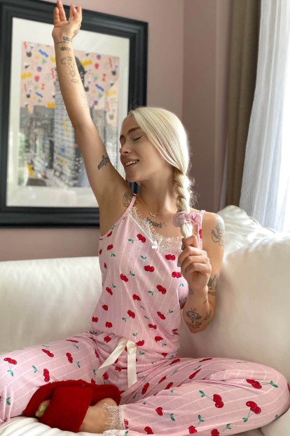 Chery Dantelli İp Askılı Örme Kadın Pijama Takımı - 2