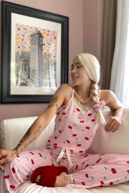 Chery Dantelli İp Askılı Örme Kadın Pijama Takımı - 3