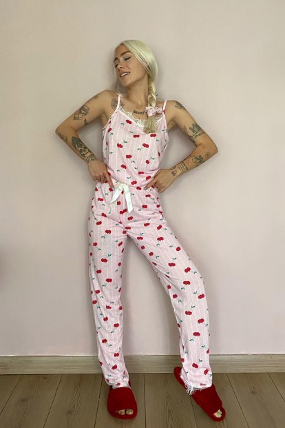 Chery Dantelli İp Askılı Örme Kadın Pijama Takımı - 5